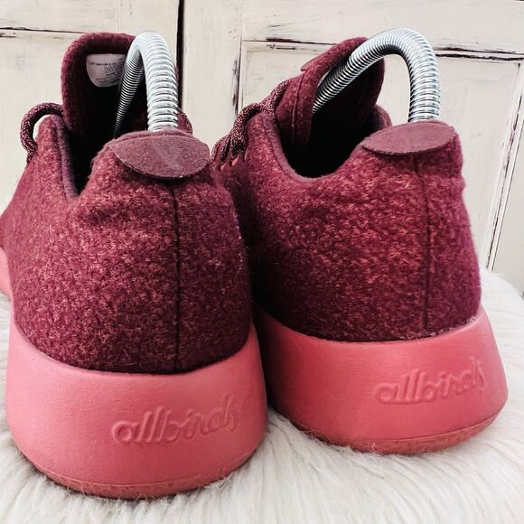 All Birds Burgundy Red Merino Wool Super Soft Lace up Sneakers - Mens Size 9 - Picture 5 of 8